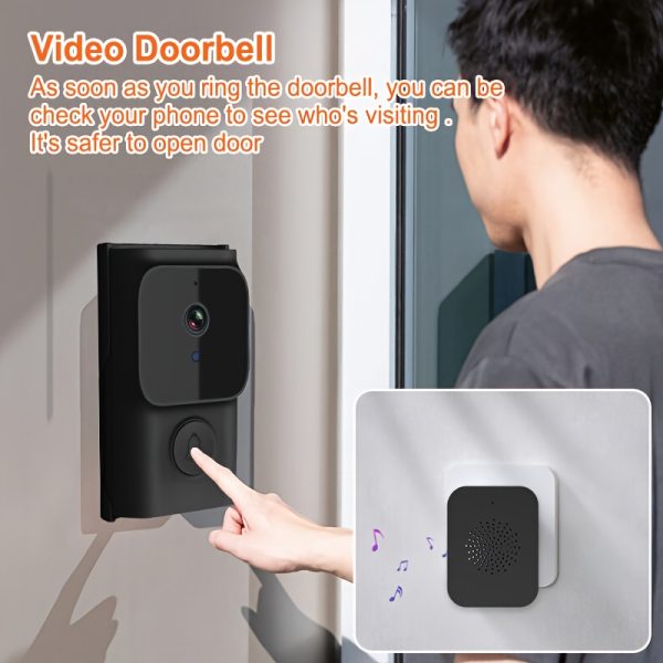 1pc Smart Video Doorbell Camera Wireless with Sound, HD WiFi Video, 2.4G Network, Two-Way Audio, Night Vision, Wide Angle, Cloud Storage - Indoor Wireless Home Intercom, Home Automation|Modern Home Technology|Wifi Capability, Doorbell Alarm
