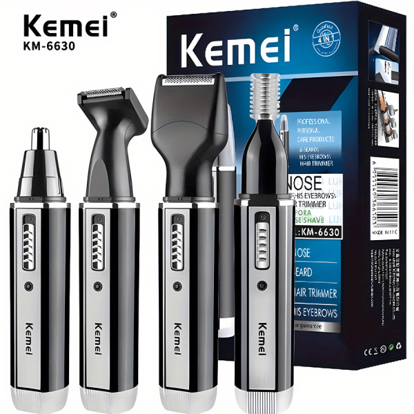 KEMEI Professional Rechargeable Nose Hair Four-Piece Electric Shaver Haircut Cut Nose Hair Eyebrow Knife Four In One KM-6630 Easter gift