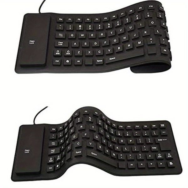 Travel Portable Keyboard Foldable Silicone Keyboard, USB Wired Rollup Silent Typing Soft Touch Keyboard for PC Notebook Laptop