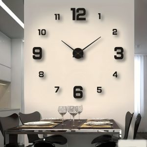 Silent 3D Modern Wall Clock, Nordic Style Luminous Clock for Living Room, Bedroom, and Office - Easy Install, Battery-Powered, Metal Frame with Acrylic Cover, Home Decor, Home Supplies