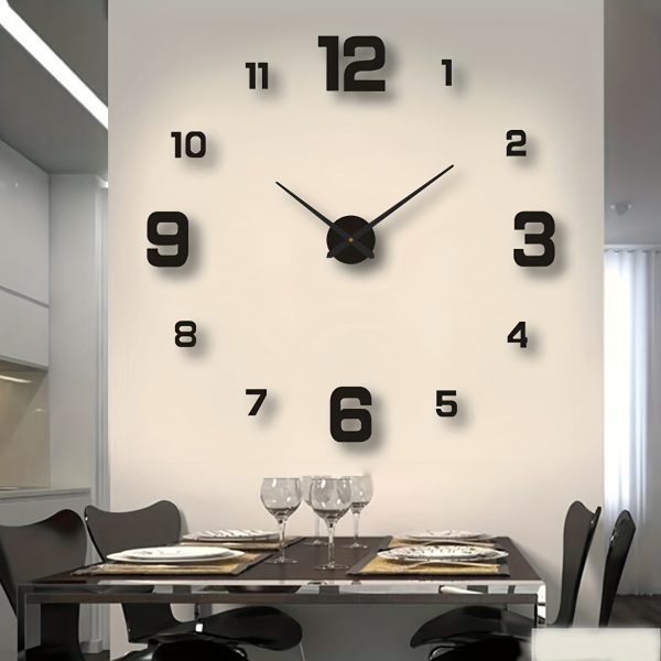 Silent 3D Modern Wall Clock, Nordic Style Luminous Clock for Living Room, Bedroom, and Office - Easy Install, Battery-Powered, Metal Frame with Acrylic Cover, Home Decor, Home Supplies