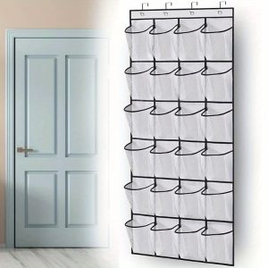 1pc Compact 24-Pocket Over-The-Door Shoe Organizer - Lightweight Fabric Storage Rack For Closet And Sundries