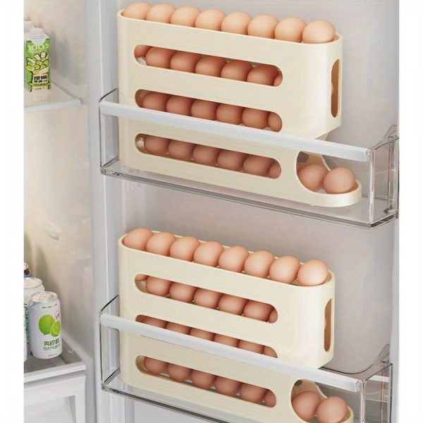 TEPOODE Egg Storage Box, Automatic Rolling Egg Box, Fresh-keeping Box, Food Grade Plastic, Without Battery