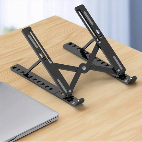 1pc Portable Laptop Stand with Cooling Base, Adjustable Angle, ABS Material, Foldable Design, Compatible with All Notebooks for Desk Use