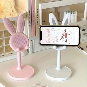 Adjustable Height Cute Rabbit Phone Stand, ABS Material, Universal Desktop Holder, Stable Grip, Portable Design, with Ideal Gift for All Occasions for Apple, Huawei, Samsung, Xiaomi & More