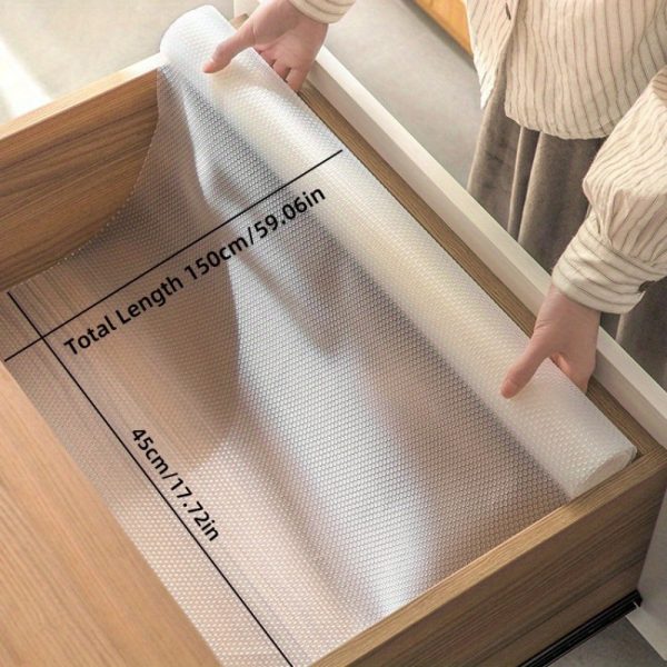 Waterproof Non-Adhesive Shelf Liner Roll for Kitchen Cabinets and Drawers - Moisture-Resistant, Dustproof Plastic Mat - Anti-Slip Fridge Liner, Multipurpose Cabinet Protection, 1 Roll