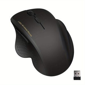Ergonomic Wireless Mouse streamlined design, wireless connectivity, two-handed use, battery powered, optical sensor, comfortable grip for gaming, office and entertainment, compatible with Windows 10