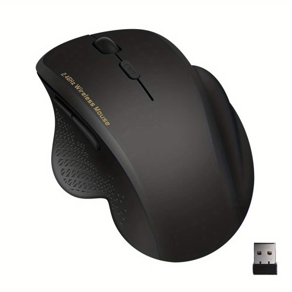 Ergonomic Wireless Mouse streamlined design, wireless connectivity, two-handed use, battery powered, optical sensor, comfortable grip for gaming, office and entertainment, compatible with Windows 10