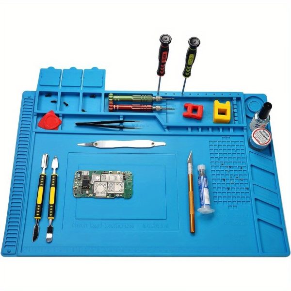 Heat-Resistant Silicone Soldering Mat, Electronic Repair Workstation Pad with Magnetic Section - Non-Slip, Anti-Static Mat for Cell Phone, Laptop Repair - Essential Tool for Electronics Hobbyists