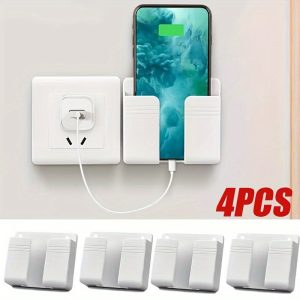 4pcs Multi-Function Wall Mount Phone Holders with Adhesive & Remote Control Holder - Ideal for Home and Office Use, Phone Stand
