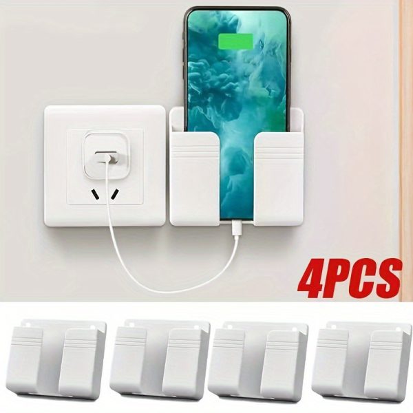 4pcs Multi-Function Wall Mount Phone Holders with Adhesive & Remote Control Holder - Ideal for Home and Office Use, Phone Stand
