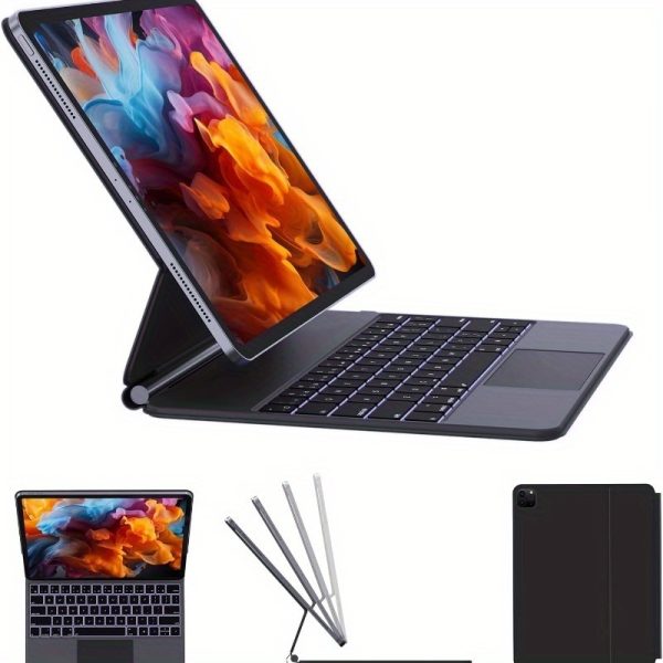 Portable Wireless Keyboard with Detachable Magnetic Suction, Compatible with iPad Air 13 2024(M2) & iPad Pro 32.77 cm (6th/5th/4th/3rd Gen), Rotatable for Multiple Reading Modes and Super Experience