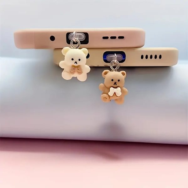 1pc Cute Bear Mobile Phone Dust Plug, Suitable For IPhone/Type-C Android Connectors
