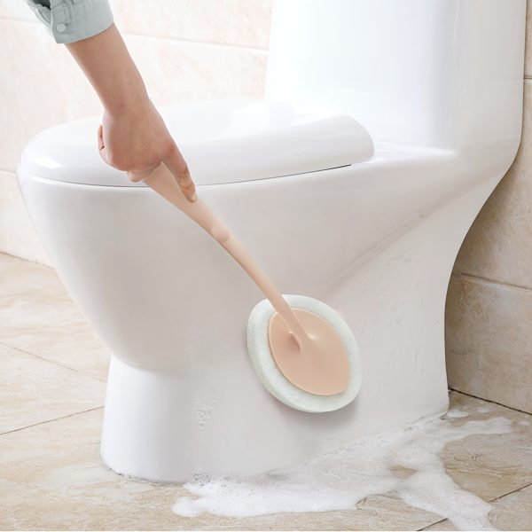 One bathroom long handle sponge brush, wall cleaning brush, bathtub sponge brush, floor tile brush, sponge scrub pad, sink brush for cleaning bathroom toilet sink