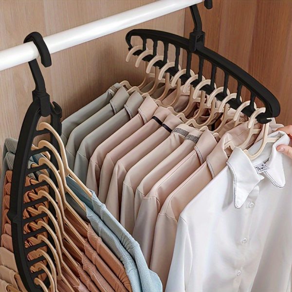 1pc Heavy-Duty Foldable Multi-Hole Plastic Hanger - Space-Saving Organizer for Bedroom, Closet, Wardrobe | Ideal for Home, Dorm & Back to School Essentials, Clothes Organizer Storage