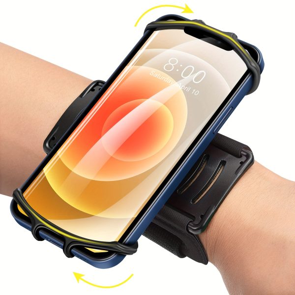360° Rotatable Silicone Wristband Running Phone Holder for iPhone 15/14/13/12/11 Pro Max/Mini/Xs/XR/X/8 Plus, Samsung S20, Google Pixel - Sports Exercise & Jogging Universal Smartphone Arm Mount