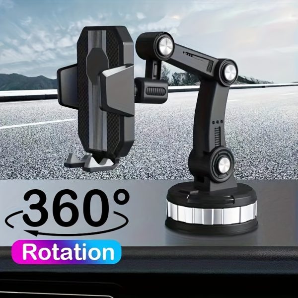 Car Phone Mount - 360° Rotatable, Telescopic, Shockproof with Strong Adhesive Gel Pad for Large Trucks & Vehicles