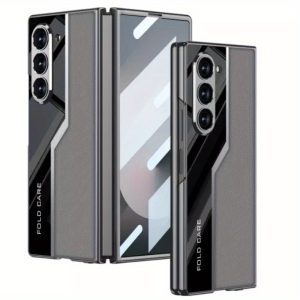 Suitable for Samsung Galaxy Z Fold 6 Mobile Phone Case Electroplating PU Leather Shell Film Integrated Anti-Fall Protective Cover