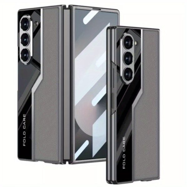 Suitable for Samsung Galaxy Z Fold 6 Mobile Phone Case Electroplating PU Leather Shell Film Integrated Anti-Fall Protective Cover