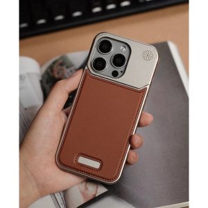 A Dual-Purpose High-Quality Aluminum Alloy Leather Magnetic Phone Case for Iphone 16, 15, And 14 Pro Max, Featuring a Frameless Design And Shockproof Aromatherapy Shell.