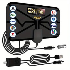 TV Antenna, TV Digital Antenna, 2025 Newest Portable Indoor HD Antenna, 4K 1080p Support For All Old/Smart TVs, Smart Switch Amplifier Signal Booster, Adjustable, Plastic, No Battery, Rectangle Shape, Compatible with Auto