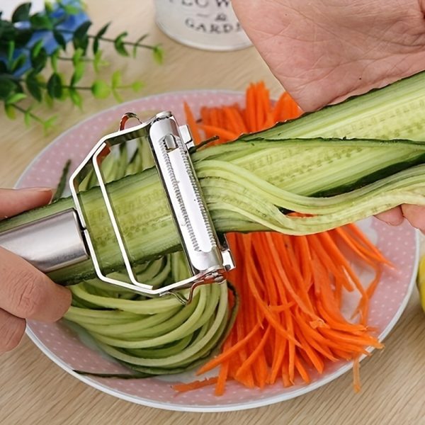 RV Must-Have. 1pc Stainless Steel Multifunctional Fruit And Vegetable Peeler, Grater, Shredder, And Cutter - Easy-To-Use Kitchen Tool for Peeling, Slicing, And Coring Fruits And Vegetables - Compact Dorm Essentials for Home Cooks