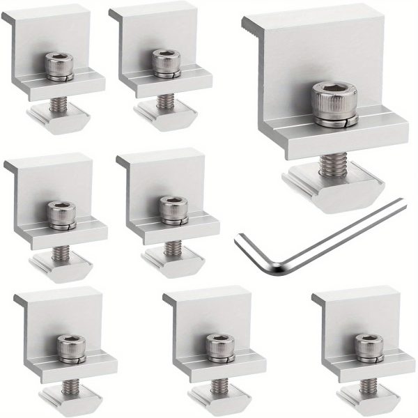 Solar Panel End Clamp 30Mm/35Mm, Aluminum Z Brackets for Solar Panels Solar Mounting Brackets Kit with Nuts Bolts for Solar Panel Pv Mounting System Install Accessories