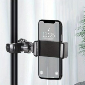 LEVCOECAM Phone Holder Microphone Stand Mount Tripod Phone Bracket, ABS Material, 360 Degree Adjustable, Multi-function Adapter Clip, for All Smartphones, Mobile Cell Support