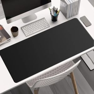 XXL Gaming Mouse Pad with Stitched Edges - Heavy Duty Rubber Base, Professional Non-Slip Extended Desk Mat for PC, Office, and Gaming - Black