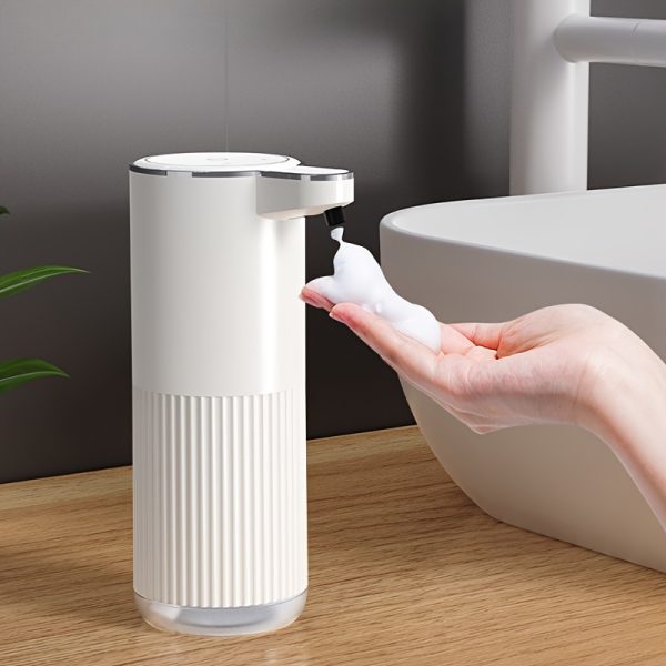 Automatic Foam Soap Dispenser, 360ml Capacity, Adjustable 0.3/0.8/1.5/2.0s Dispensing Time, Plastic Material, Ideal for Home, Kitchen, Bathroom, Shower, Hotel, Public Spaces - Wave Pattern Design