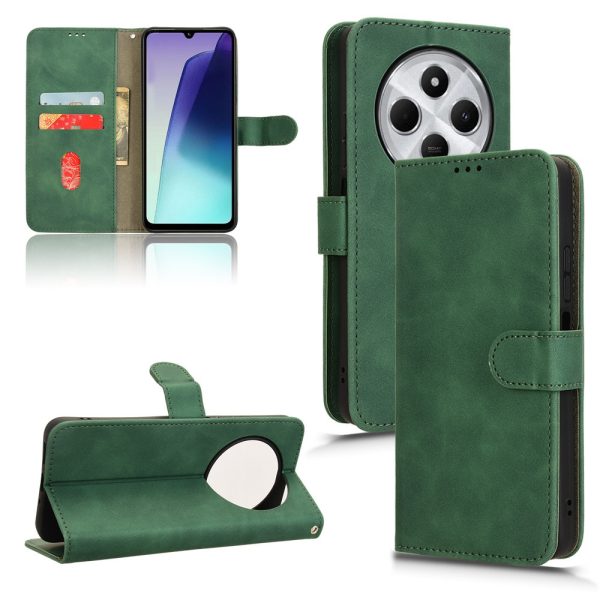 for Xiaomi Red 14C, Skin-Feeling Faux Leather Case, Flip Cover Magnetic Buckle Protective Case, Card Holder Business Card Holder Wallet Stand Mobile Phone Case