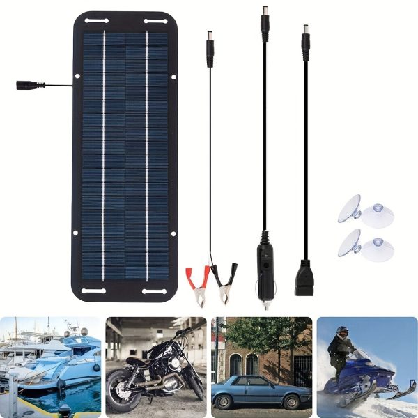 Portable Solar Charger Kit: 12V/18V High-Efficiency USB Panel with Suction Cups for RV, Boat, Car - Solar Charging for On-the-Go Power