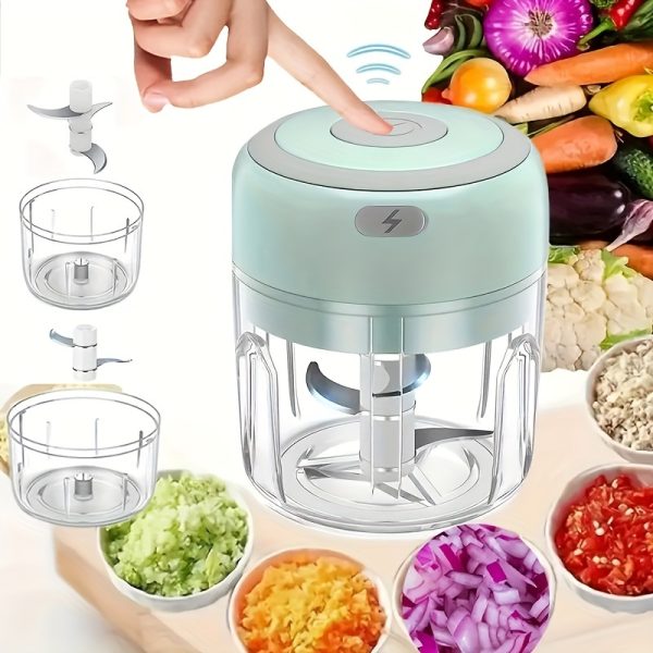 USB Rechargeable Mini Food Chopper - Portable, Easy-Clean Stainless Steel Kitchen Gadget for Garlic, Nuts, Vegetables & Fruits - 250ml/8.45oz Powerful Meat Grinder and Masher