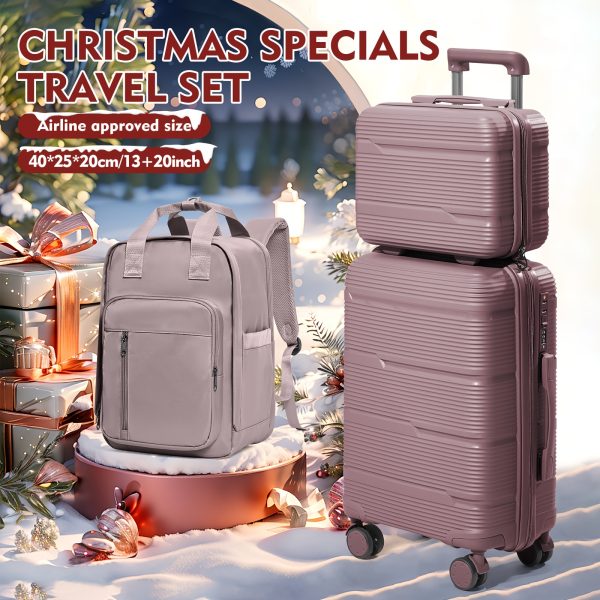 COOFAY 2-in-1 Travel Set, 13-inch Cosmetic Case & 20-inch Carry-On Luggage, Multi-functional High-Capacity, Heavy-Duty PP Material, Unisex Backpack, Laptop Bag for 15.6-inch Notebook, Dry Clean, with Airline-Approved Size & Password Zipper
