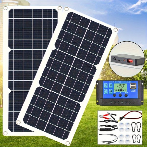 1/2 Pack, Flexible Solar Panel 5V 12V USB TypeC DC Charger With/Without Controller Solar Cells Power Bank For Phone Car Yacht RV Garden