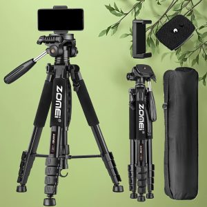 ZOMEI Aluminum Alloy Tripod Stand, 187.96 cm Professional Heavy Duty Camera Mount with Dual Quick Release Plates, Phone Clip, Carry Bag for DSLR, SLR Camera, Phone, Projector, Spotting Scopes, Webcam - Uncharged