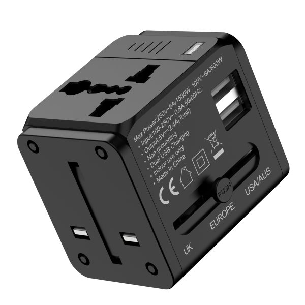 Travel Adapter with Fast Charge - Multi-Device, High Power Output, Wide Voltage Range, Fuse Protection, Compact & Portable Design for Multiple Plug Specifications, Multiple Device Charging, Multiple Safety Protection, Easy Storage, Multiple Country Compatibility