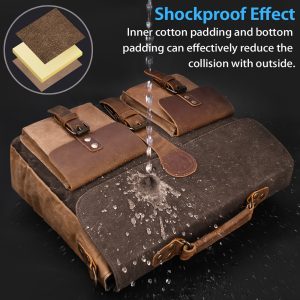 NEWHEY Mens Messenger Bag Vintage Large Laptop Briefcase 39.62 cm Waterproof Waxed Canvas Satchel Shoulder Bag Rugged Computer Work Bags