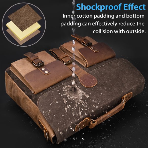 NEWHEY Mens Messenger Bag Vintage Large Laptop Briefcase 39.62 cm Waterproof Waxed Canvas Satchel Shoulder Bag Rugged Computer Work Bags