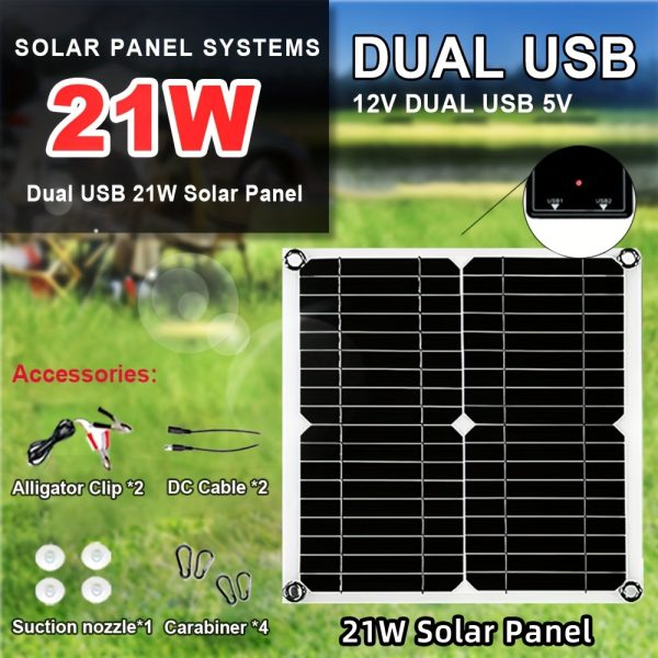 Soecopo 21W Monocrystalline Solar Panel with USB & DC Outputs - Portable, Magnetic Outdoor Power Generator