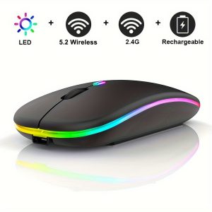 Wireless Illuminated Mouse, Office Mouse, Rechargeable Mouse, Dual-mode (2.4G+BT) Mouse, Portable Silent Mouse, Suitable for Laptops/ desktops/ tablets