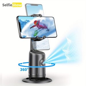 Compact 360° Auto Face Tracking Tripod & Selfie Stick - USB Rechargeable, Fast & Accurate for Vlogging, Live Streaming | Portable Smartphone Holder with Powerful Motor, Rotation, and App Control