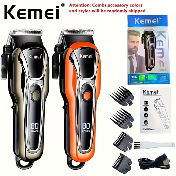 Kemei Professional Men's Hair Clipper - USB Rechargeable, Cordless Electric Shaver with Lithium Battery, 180-Min Runtime