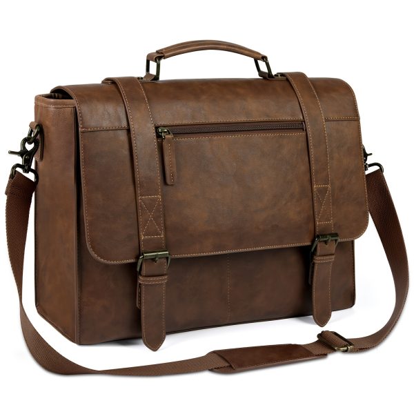 NUBILY Messenger Bag Men Laptop Bag Men 39.62 cm Vintage Retro Faux Leather Briefcase Satchel Laptop Bags for Men Computer Bag