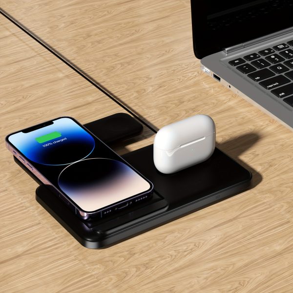 1pc LONET 3 in 1 Fast Charging Station, USB-C Wireless Charger Stand for iPhone 15/14/13/12/11 Series, iWatch Ultra/9/8/7/6/5/4/3/2/1, AirPods 3/2/1/Pro/Pro2, Multi-Device Charging Dock with Horizontal & Vertical Options