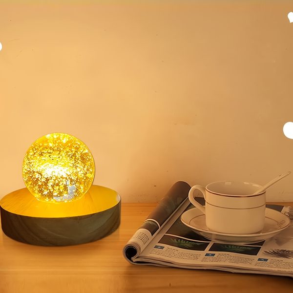 1pc Solid Wood LED Night Light Base with USB-Powered Light Source, Decorative Round Lamp Stand for 3D Crystal Glass Resin Art, Warm Ambient Glow for Home or Office Decor, USB Powered Lamp | Modern Decor Light | Warm Light Emission, Lamps for Living Room