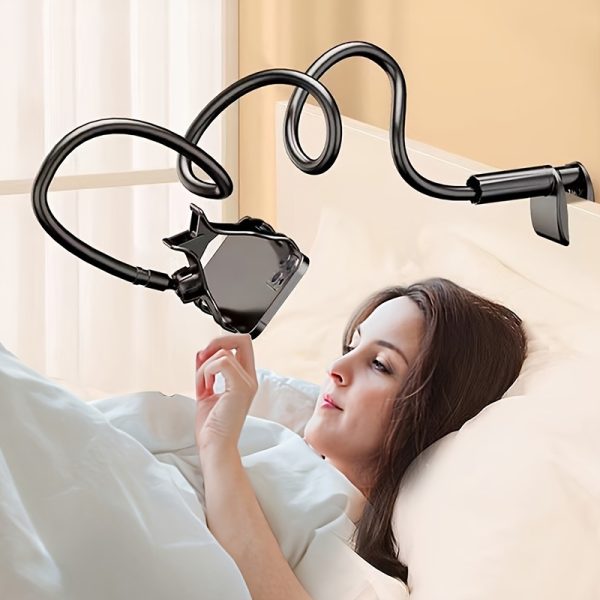 Adjustable 120cm Gooseneck Phone Holder – Carbon Steel Lazy Bracket with 360° Rotatable Clamp for Watching Videos in Bed or Desk - Without Battery