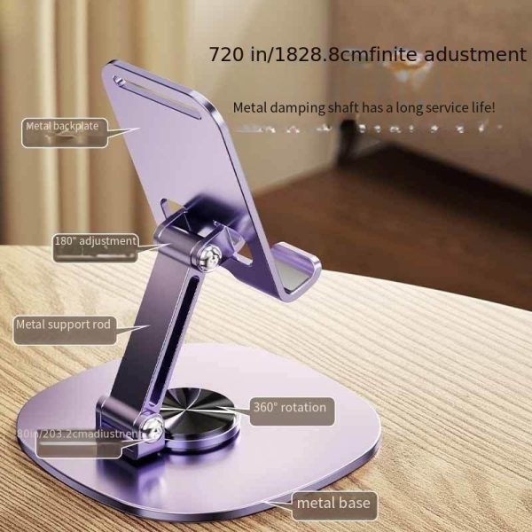 360° Rotating Phone & Tablet Stand - All-Metal Desktop Holder with Adjustable Clamp, Foldable Design for Live Streaming, Learning, and Video Conferencing, Tablet Holder Stand