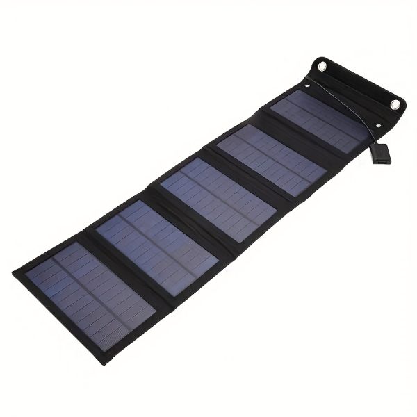 1pc MOOYE 15W Portable Folding Solar Panel Charger, Monocrystalline Silicon, 5-Fold Design with Dual Carabiners, USB Solar Power Panel for Phones and Power Banks, Insulated Material, Solar-Powered, Removable for Hiking and Outdoor Camping