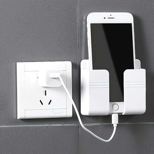 1pc Easy-Install Wall Mount Phone Holder - Versatile Storage for TV & Air Conditioner Remote Controls, Bedside Charging Bracket, Utility Hooks